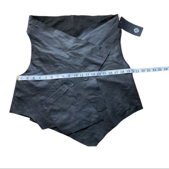 Papucei Women’s Leather Vest Black Asymmetrical OS - Picture 7 of 13